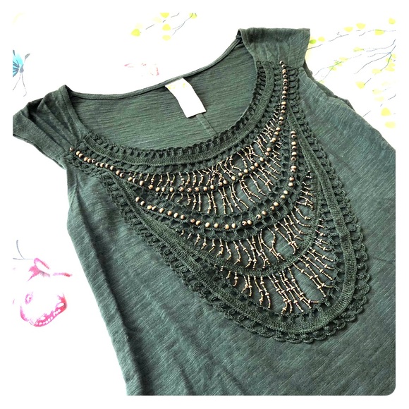 EUC Anthro boho beaded bib top - Picture 4 of 4